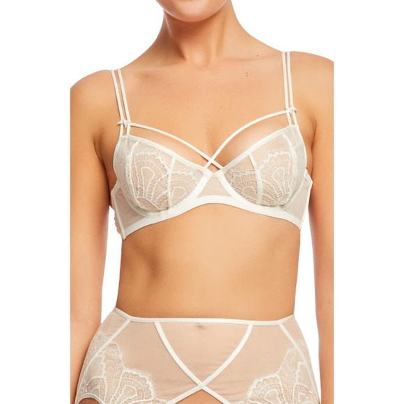 NWT Dita Von Teese Maestra White Lace Underwire Balconette Bra Size 36C - Picture 1 of 14